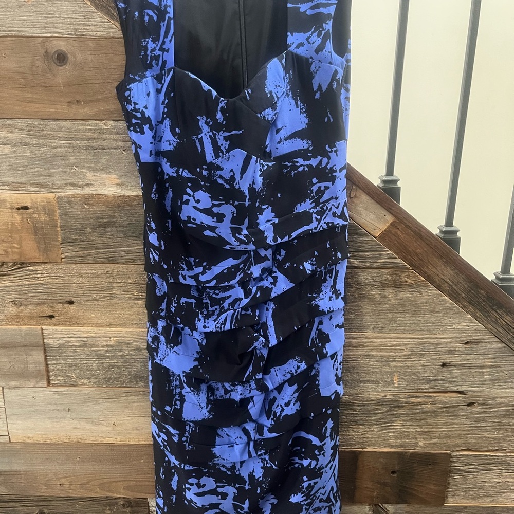 Nicole Miller Blue and Black Sheath Cocktail Dress